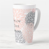 Tasse Latte Fleurs Gris Rose Rose Chic Et Élégantes (Angle droit)