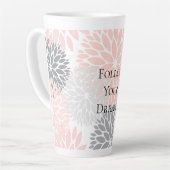 Tasse Latte Fleurs Gris Rose Rose Chic Et Élégantes (Angle gauche)