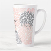 Tasse Latte Fleurs Gris Rose Rose Chic Et Élégantes (Droite)