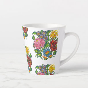 Tasse Latte Fleurs hongroises colorées