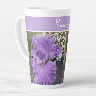 Tasse Latte Fleurs Iris Fleurs Violet Lavande Lilac Floral