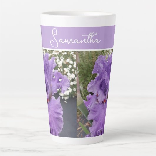 Tasse Latte Fleurs Iris Fleurs Violet Lavande Lilac Floral (Devant)