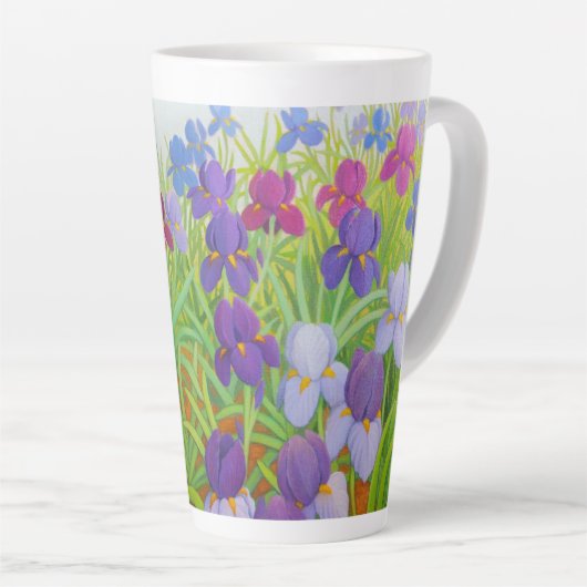 Tasse Latte Fleurs Iris Violet Peinture Beaux Art (Angle droit)