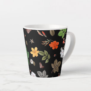 Tasse Latte Fleurs jaunes et roses blanches 8