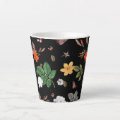 Tasse Latte Fleurs jaunes et roses blanches 8 (Devant)