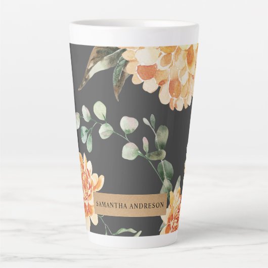 Tasse Latte Fleurs Jaunes Modernes & Cadeau Personnalisé Kraft (Devant)