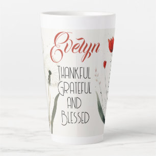 Tasse Latte Fleurs minimalistes Slogan et nom modifiables