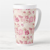 Tasse Latte Fleurs modernes roses mignonnes motif Haut basket (Angle droit)