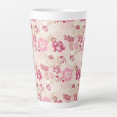 Tasse Latte Fleurs modernes roses mignonnes motif Haut basket (Devant)