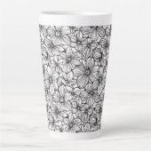 Tasse Latte Fleurs Noir Blanc (Devant)