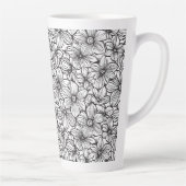 Tasse Latte Fleurs Noir Blanc (Droite)