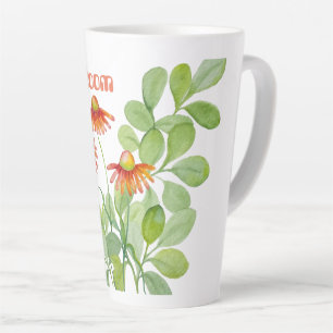 Tasse Latte Fleurs orange d'aquarelle