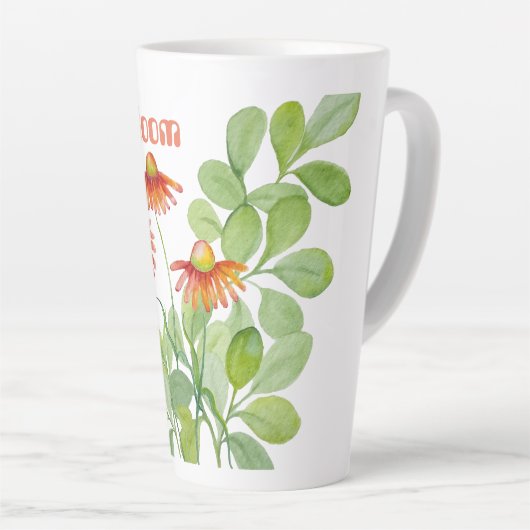 Tasse Latte Fleurs orange d'aquarelle (Angle droit)