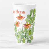Tasse Latte Fleurs orange d'aquarelle (Devant)