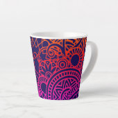 Tasse Latte Fleurs orange violet et fond bleu marine (Angle droit)