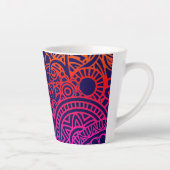 Tasse Latte Fleurs orange violet et fond bleu marine (Droite)