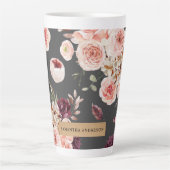 Tasse Latte Fleurs Pastel Modernes & Cadeau Personnalisé Kraft (Devant)