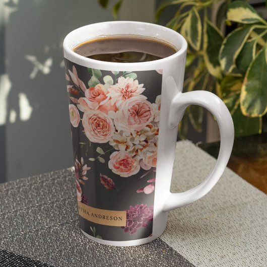Tasse Latte Fleurs Pastel Modernes & Cadeau Personnalisé Kraft