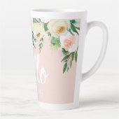 Tasse Latte Fleurs Pastel Rose Moderne Bonjour Et Vous Nom (Droite)
