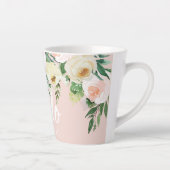 Tasse Latte Fleurs Pastel Rose Moderne Bonjour Et Vous Nom (Droite)