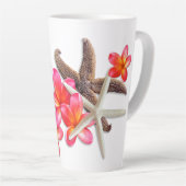 Tasse Latte Fleurs Plumeria Starfish Personnalisées (Angle droit)