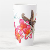 Tasse Latte Fleurs Plumeria Starfish Personnalisées (Devant)