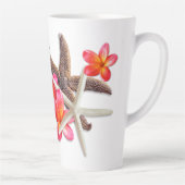 Tasse Latte Fleurs Plumeria Starfish Personnalisées (Droite)