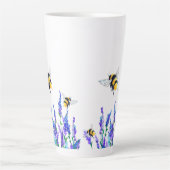 Tasse Latte Fleurs printanières et abeilles volant en latte (Devant)