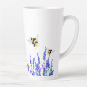Tasse Latte Fleurs printanières et abeilles volant en latte (Droite)