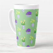 Tasse Latte Fleurs printanières personnalisées dans des pots b (Angle gauche)