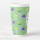 Tasse Latte Fleurs printanières personnalisées dans des pots b (Devant)