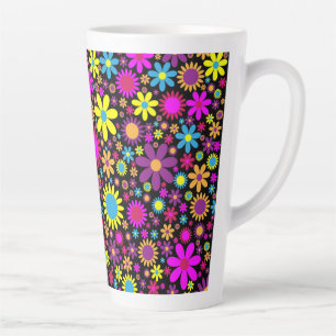 Tasse Latte Fleurs Psychédéliques Vibrantes en Fleur-67566