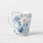 Tasse Latte Fleurs Romantiques Jolies Lavande Violet Blanc   (Angle gauche)