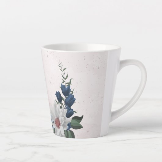 Tasse Latte Fleurs romantiques roses blanches et navires verdu (Droite)