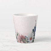 Tasse Latte Fleurs romantiques roses blanches et navires verdu (Devant)