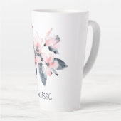 Tasse Latte Fleurs rose et gris Aquarelle classique (Angle droit)
