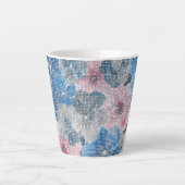 Tasse Latte Fleurs roses bleues scintillent (Devant)