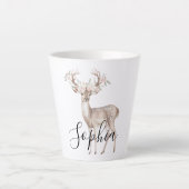 Tasse Latte Fleurs roses de cerf (Devant)