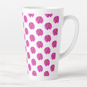 Tasse Latte Fleurs roses et jaunes