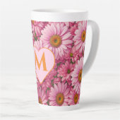Tasse Latte Fleurs roses fleuris roses marguerites rose (Angle droit)