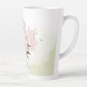 Tasse Latte fleurs roses romantiques verdure (Droite)