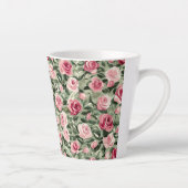 Tasse Latte Fleurs roses rouges et vertes  (Droite)