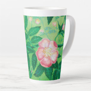 Tasse Latte Fleurs roses sauvages