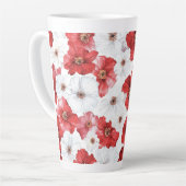 Tasse Latte Fleurs Rouges Blanches (Angle gauche)