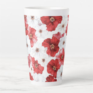 Tasse Latte Fleurs rouges blanches 