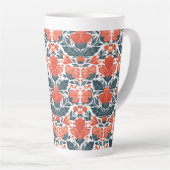 Tasse Latte Fleurs rouges décoratives (Angle droit)