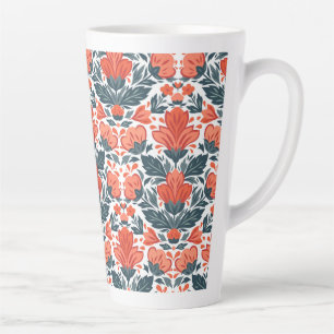 Tasse Latte Fleurs rouges décoratives