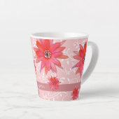 Tasse Latte Fleurs rouges Whimsical Feuilles Tourbillonnant Aj (Angle droit)