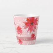 Tasse Latte Fleurs rouges Whimsical Feuilles Tourbillonnant Aj (Devant)