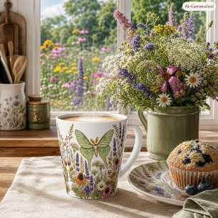 Tasse Latte Fleurs sauvages de prairie Moth Luna Botanique